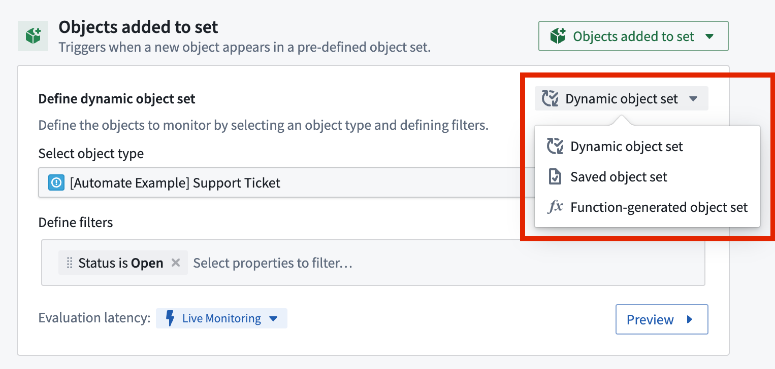 Object set definition