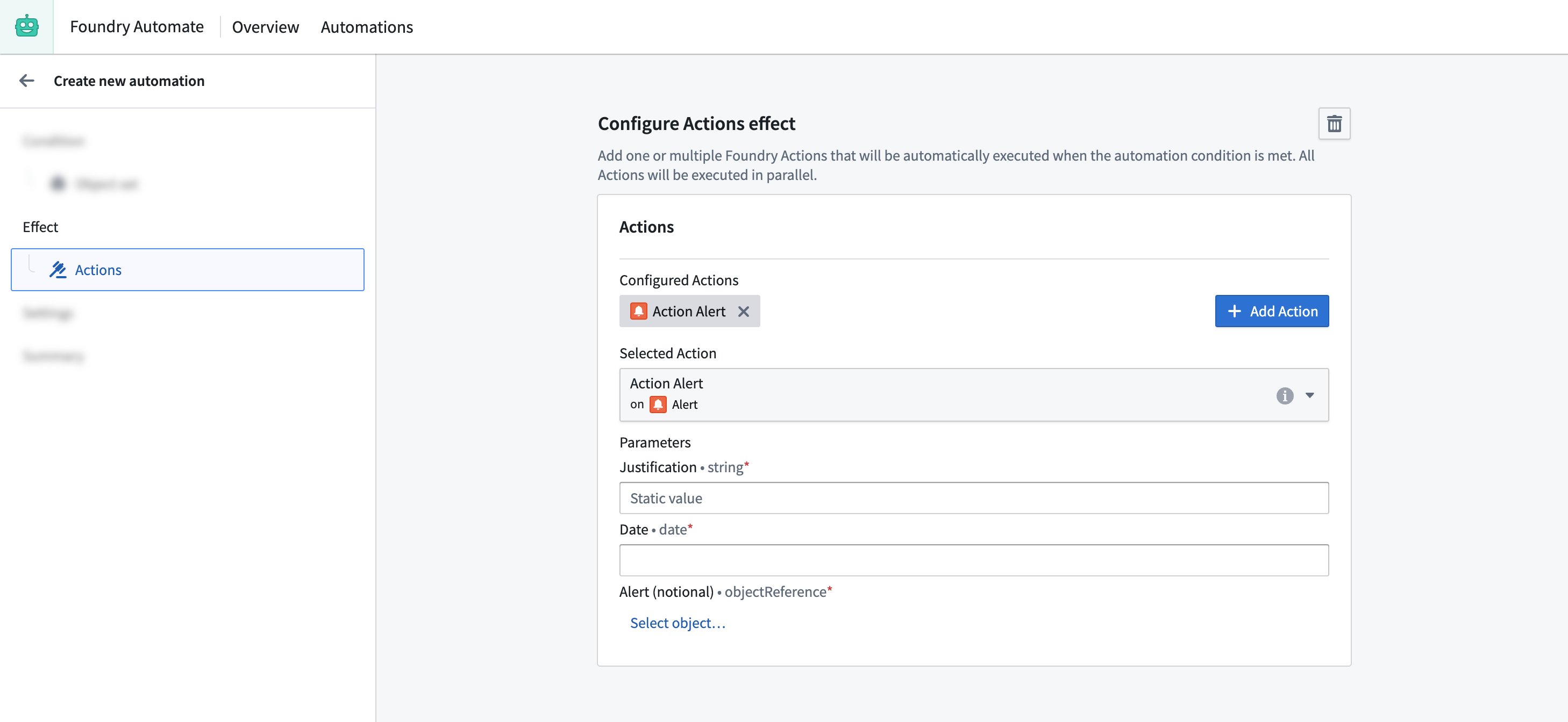 Actions effect using effect input