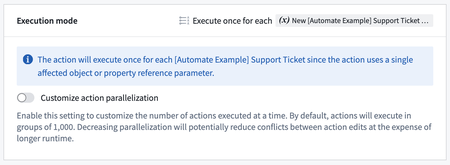 Actions effect parallelization setting