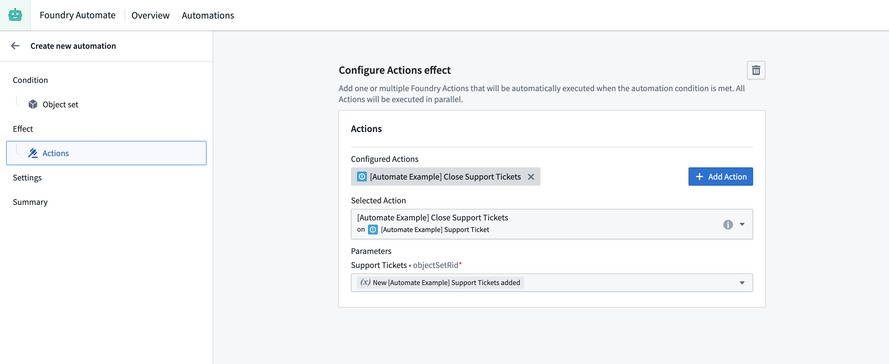 Auto-close support tickets - effect configuration