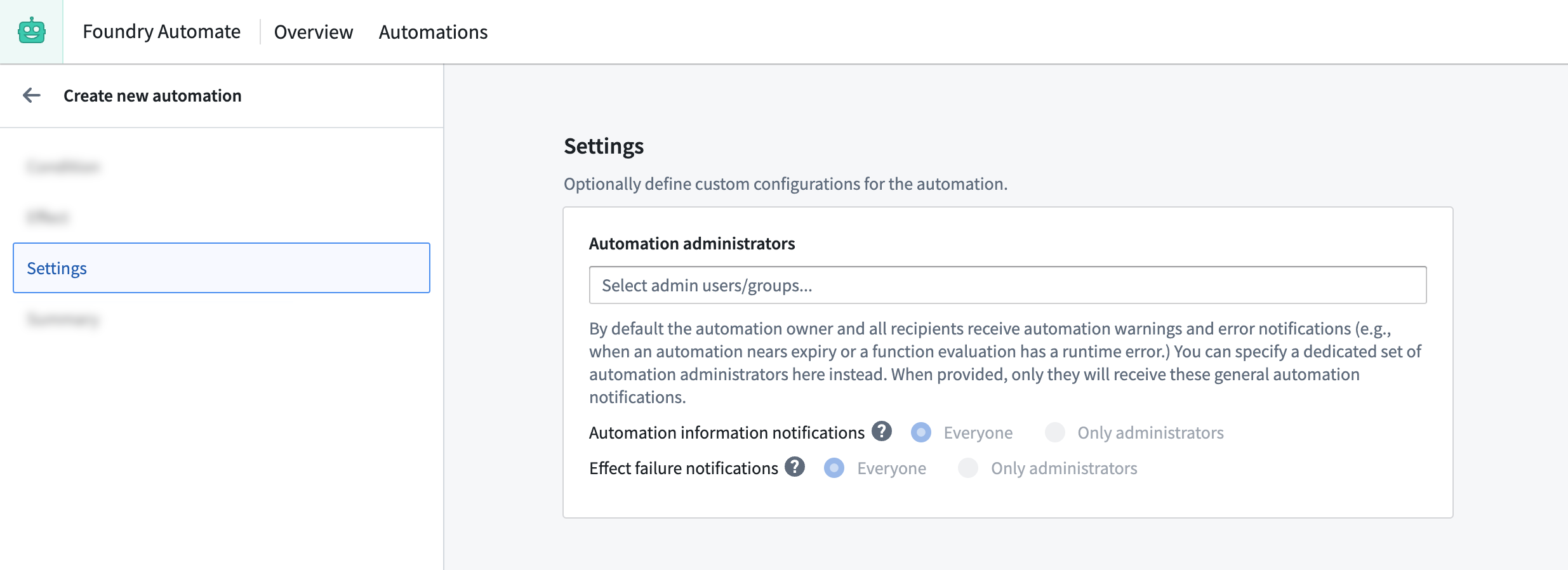 Ontology Management App - automations for object type