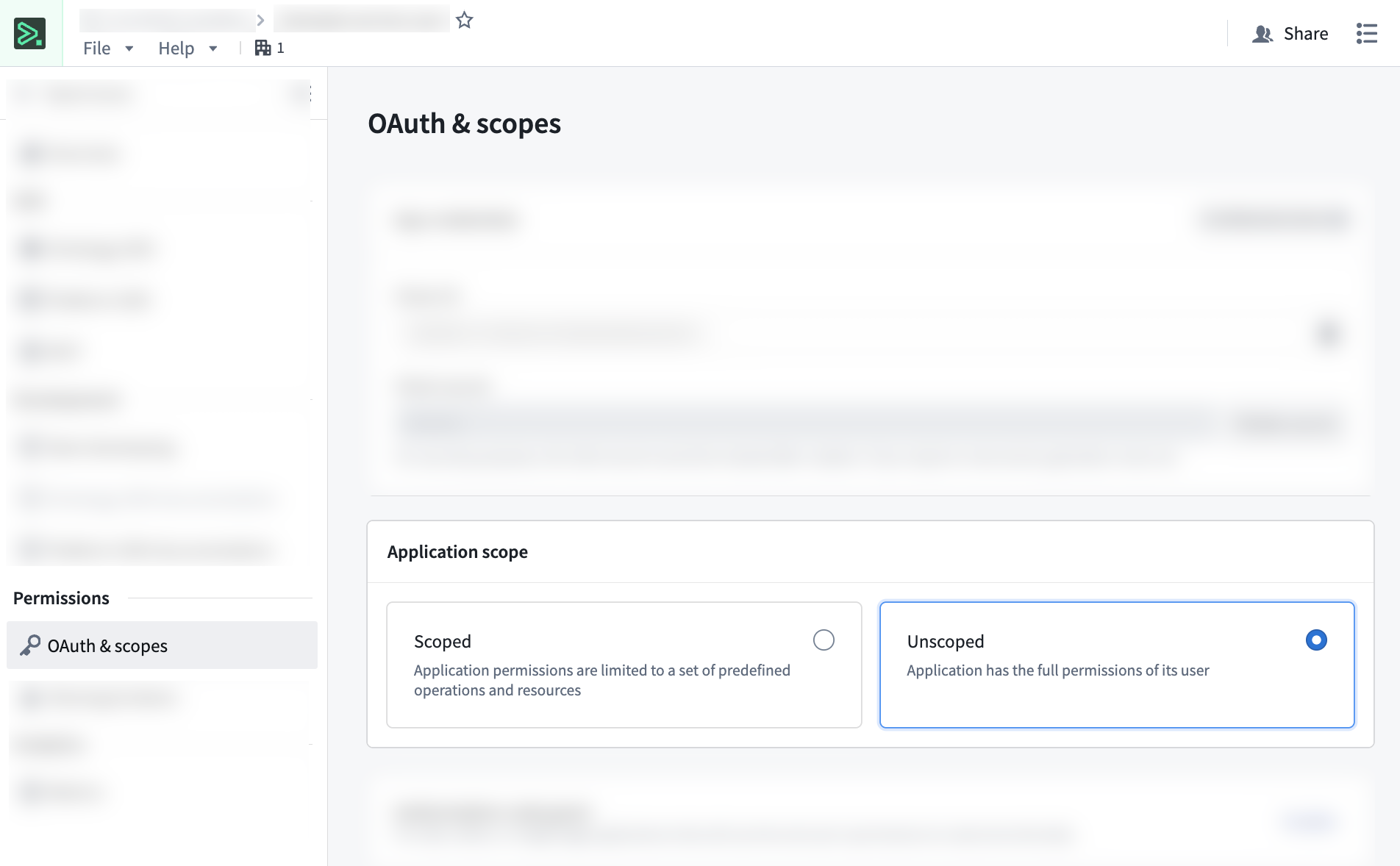 Setting an application to "Unscoped" in Developer Console.