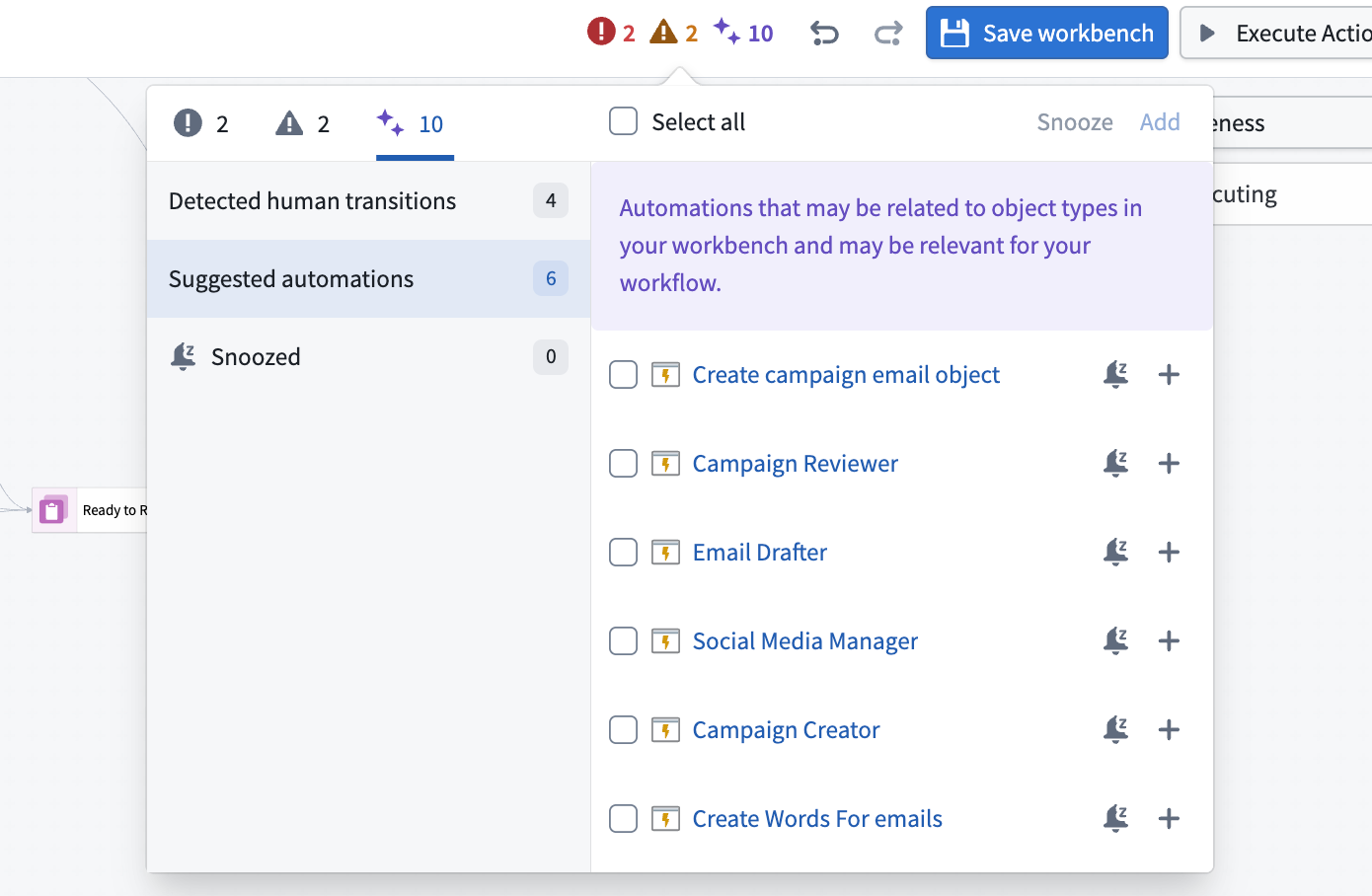 A list of alerts in Autopilot.