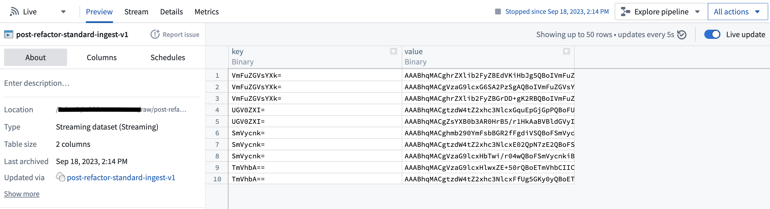 Standard binary Kafka extract.