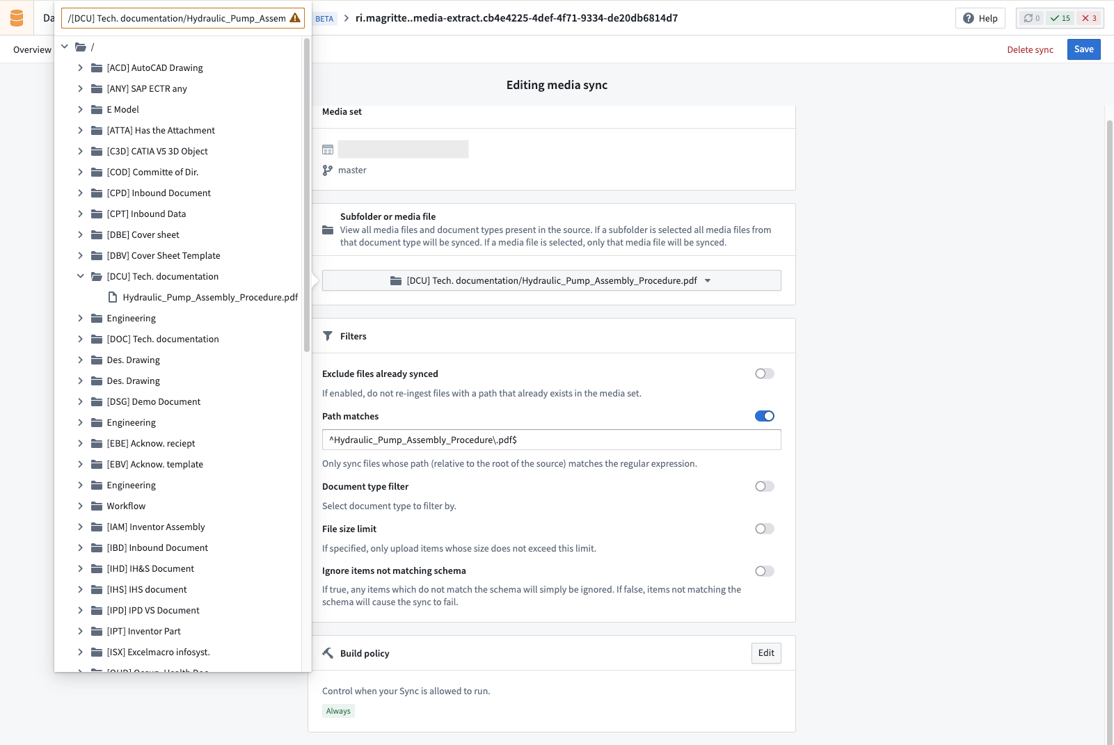 Example of source exploration for media sets