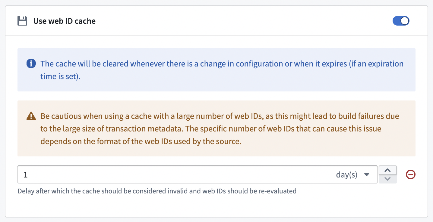 Batch WebIDs cache configuration options.