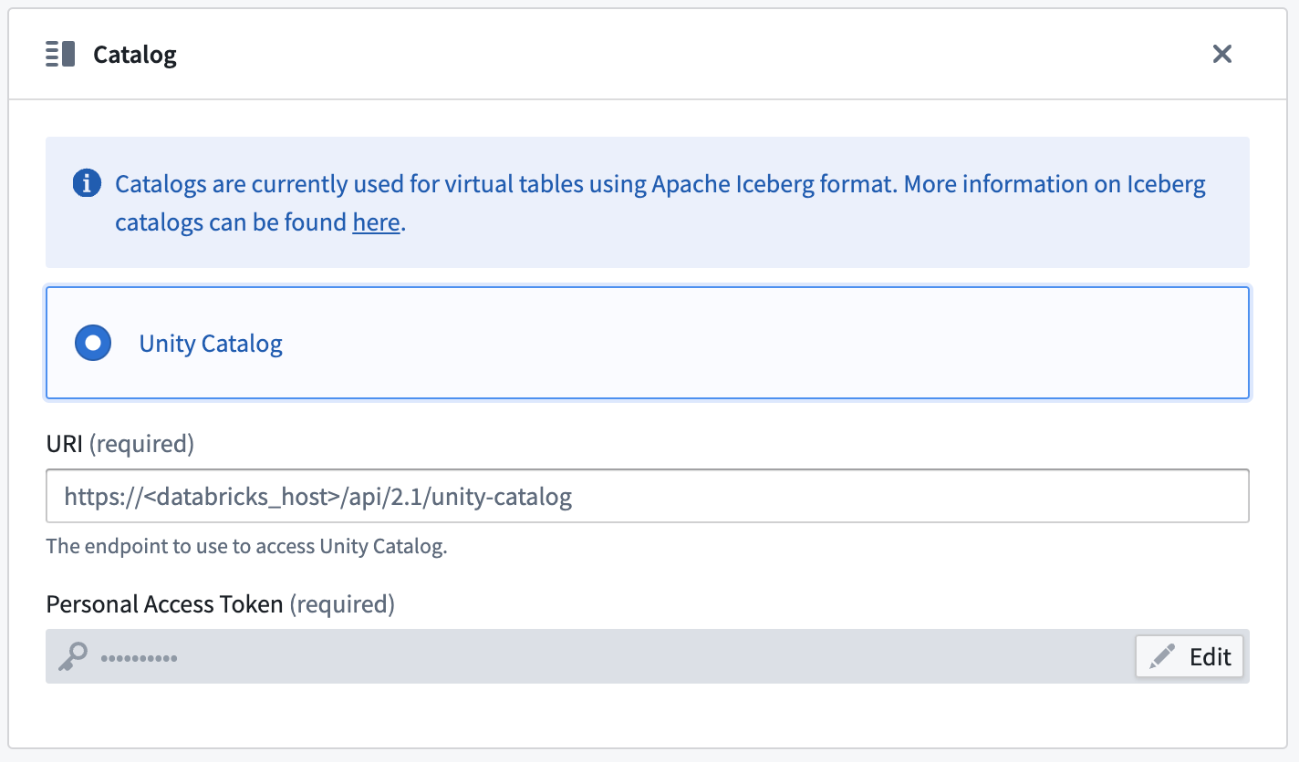 Virtual Tables ABFS Catalog