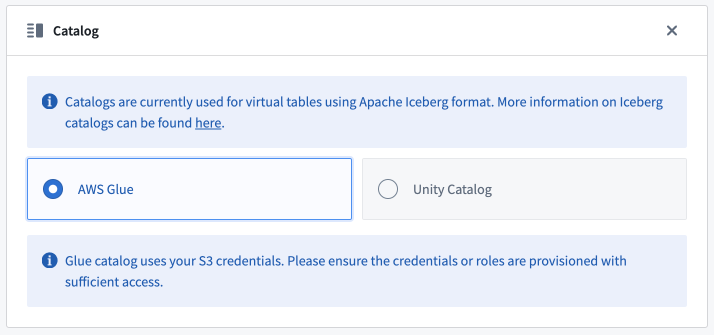 Virtual Tables S3 Catalog