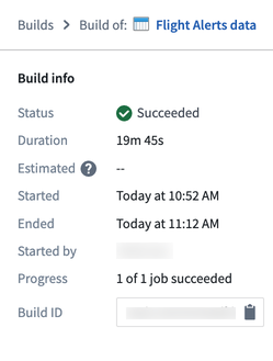 Screenshot of build progress with succeed status page