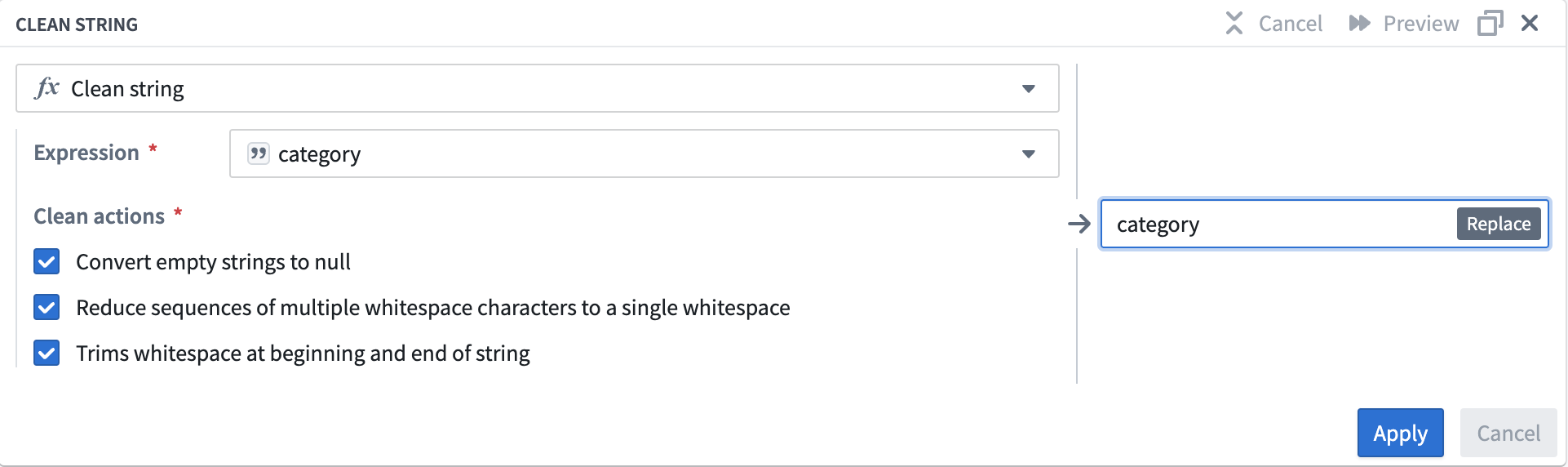 A completed clean string transform board.