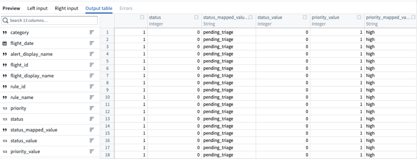 A preview of the configured join.