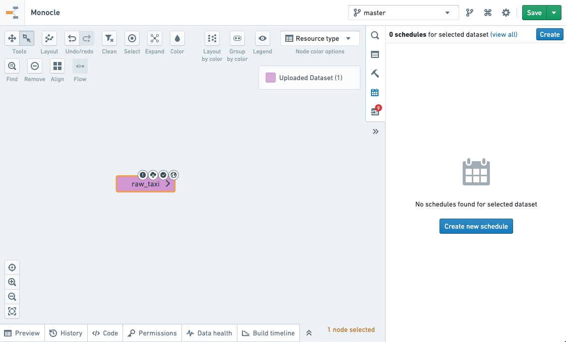 Data Lineage schedule editor