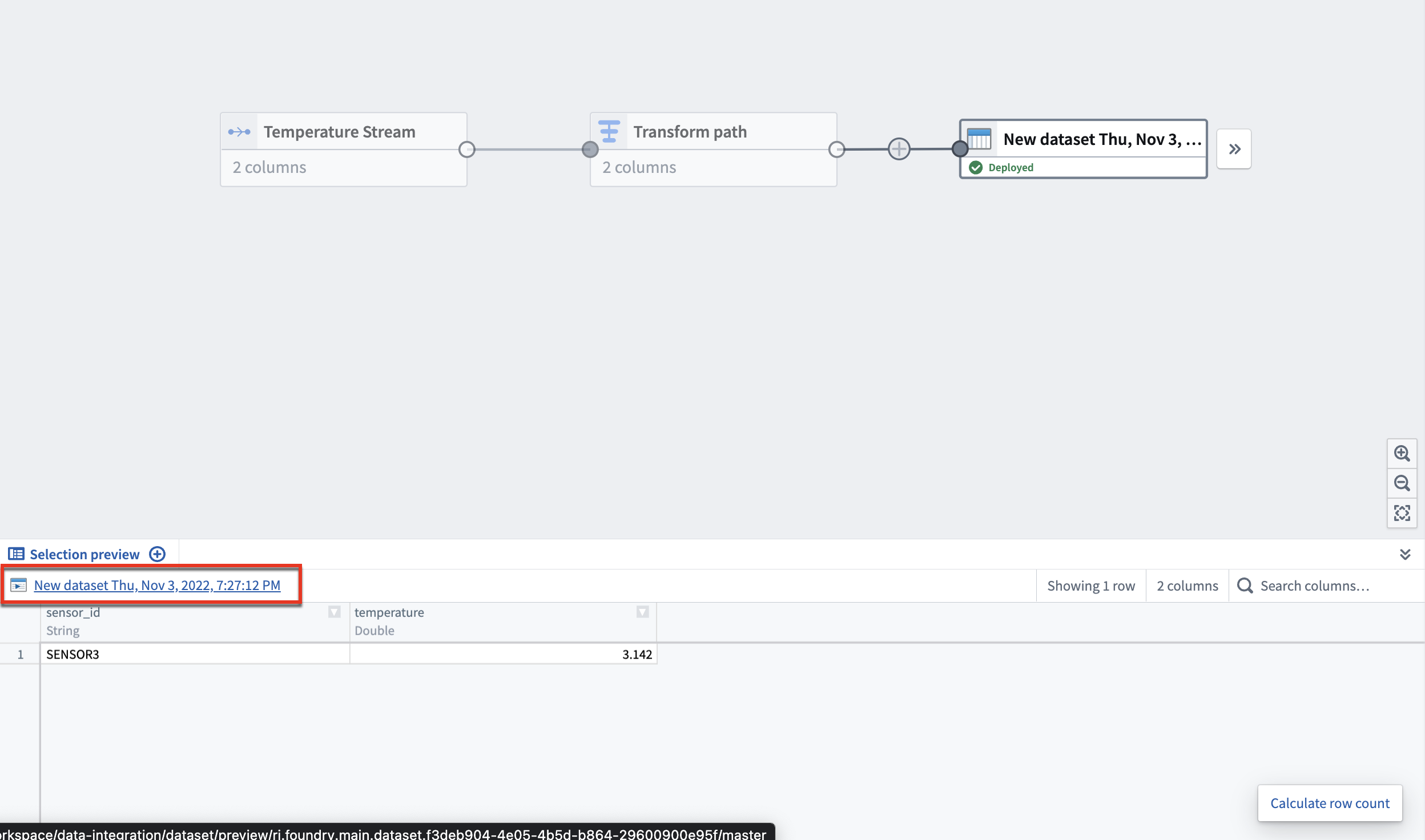 Screenshot of builder graph with deployed output