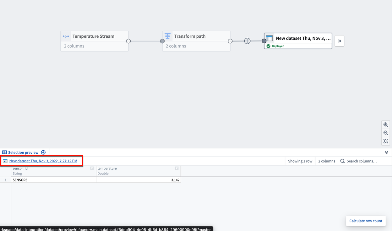 Screenshot of builder graph with deployed output