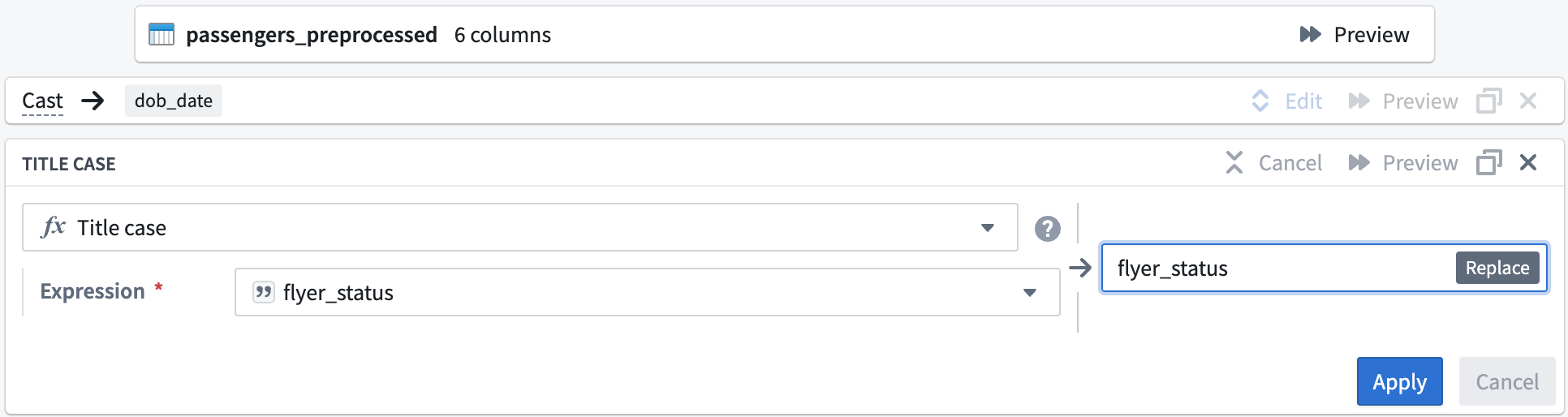 A completed title case transform board.