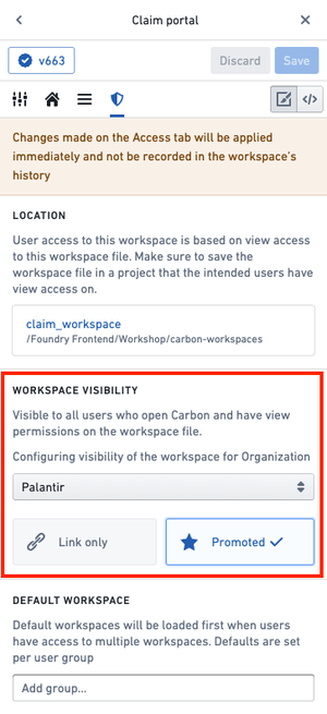 Workspace visibility