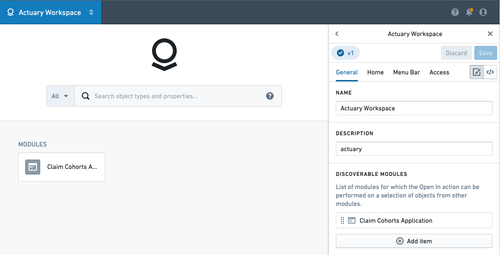 Navigation Actuary Workspace Discoverable Modules