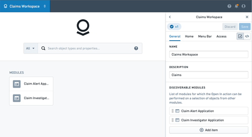 Navigation Claims Workspace Discoverable Modules