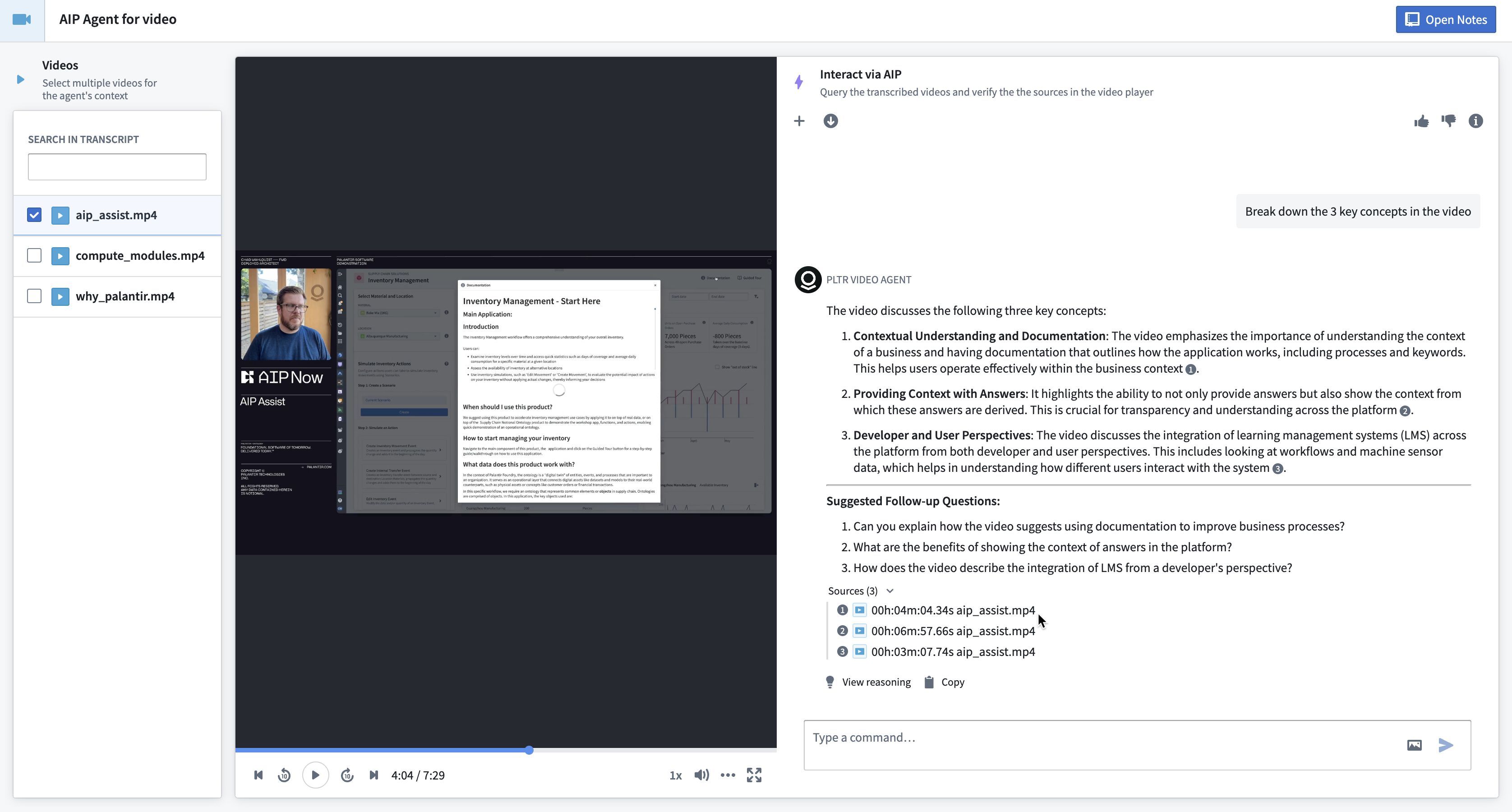 在Workshop中部署的上述AIP Agent的截图。