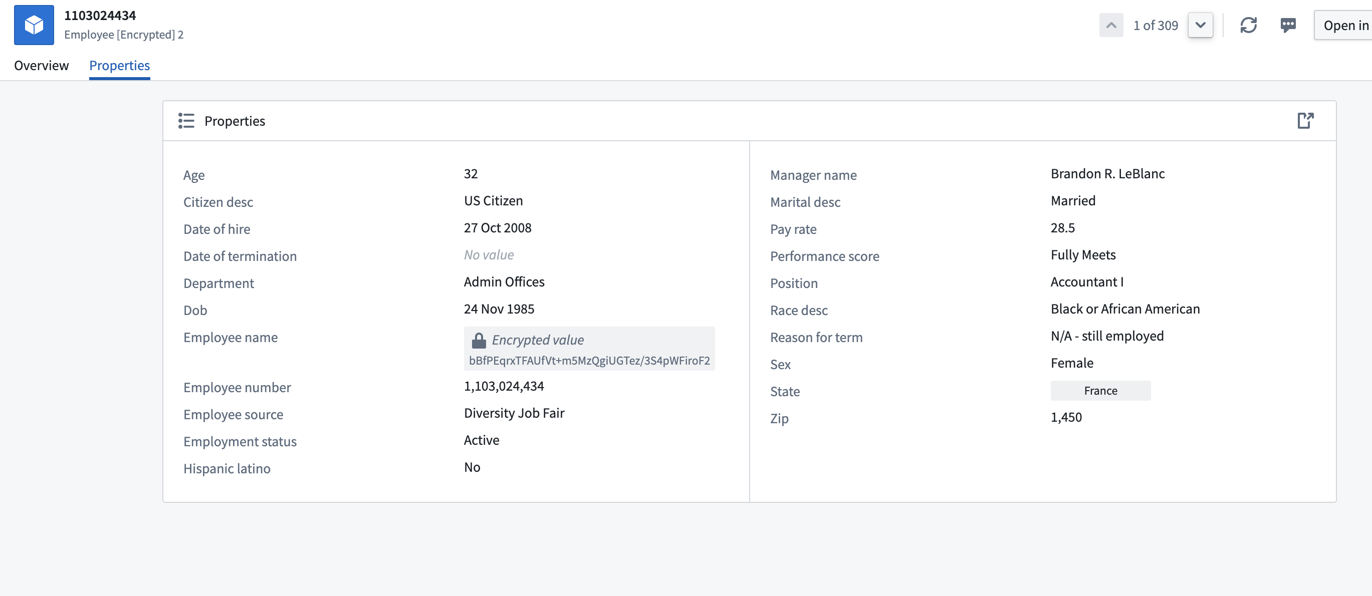 Configuring Ciphertext property type