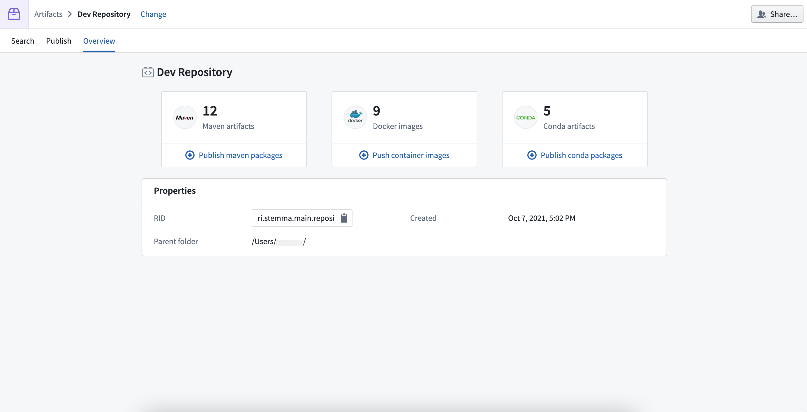 AR interface Overview tab