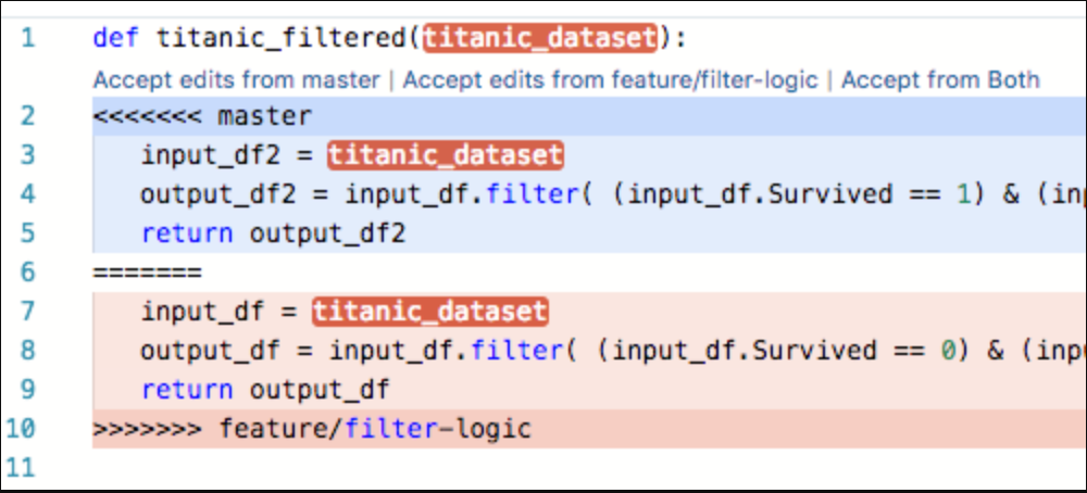 merge conflict code