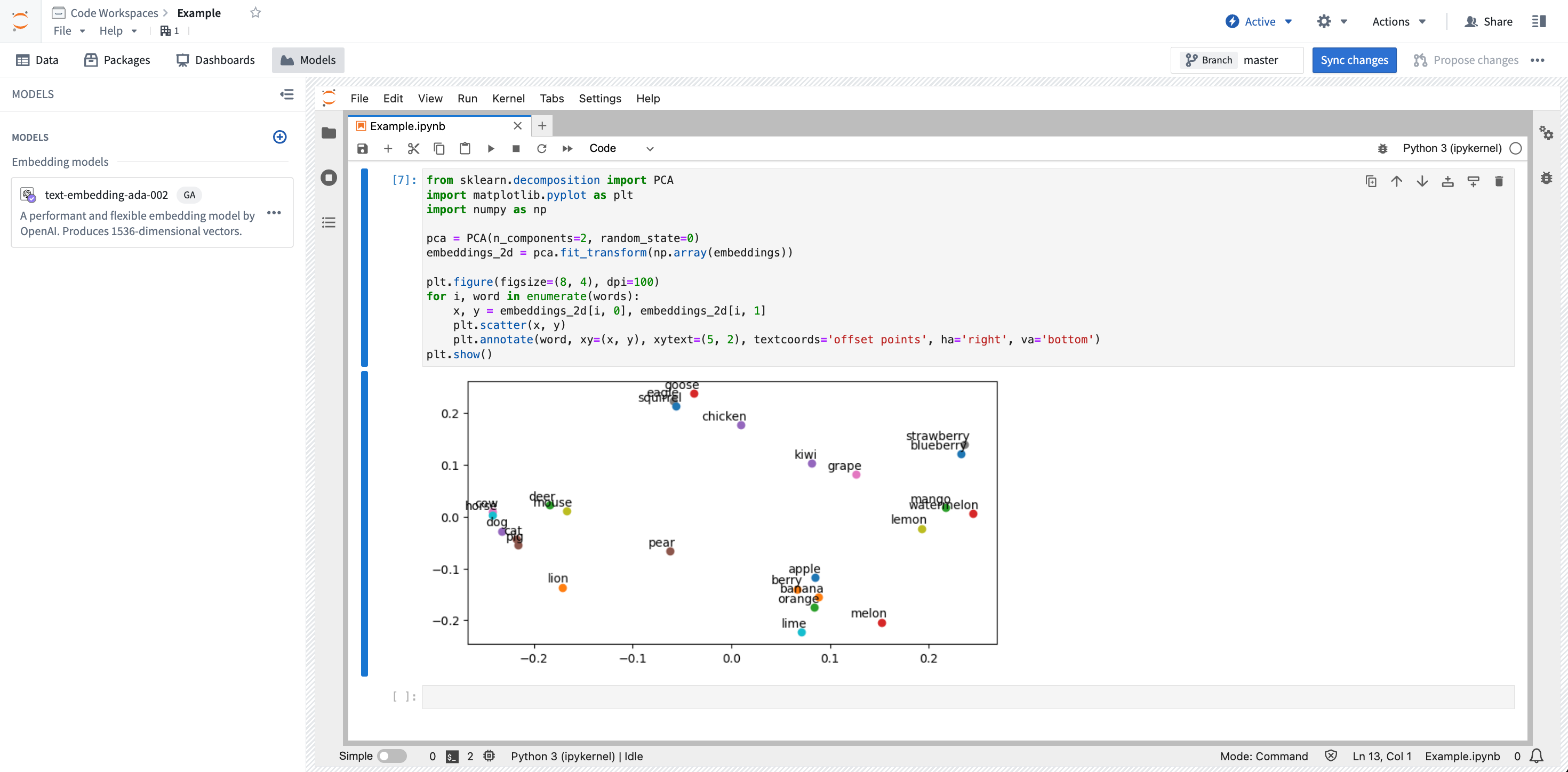 Embedding model graph