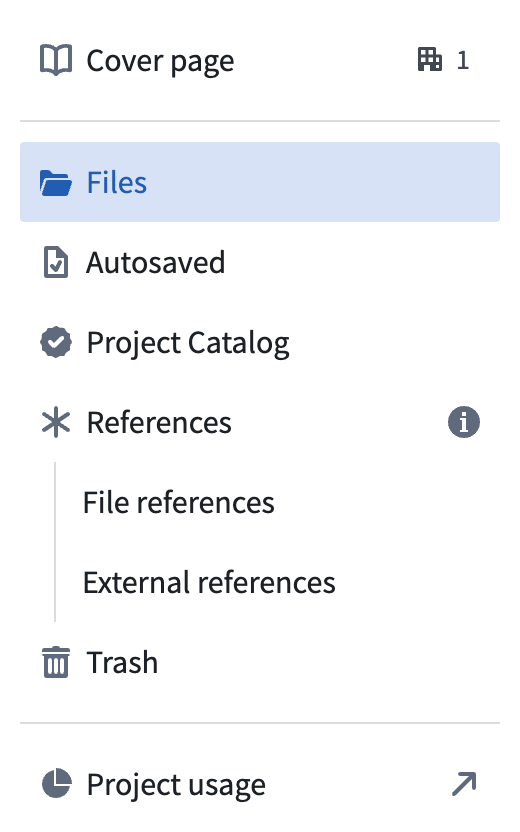 Project usage link in navigation panel.