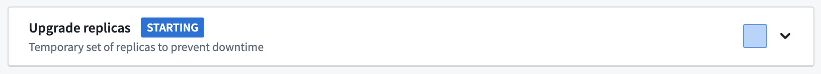 The upgrade deployment status section showing replica status for the upgraded deployment.