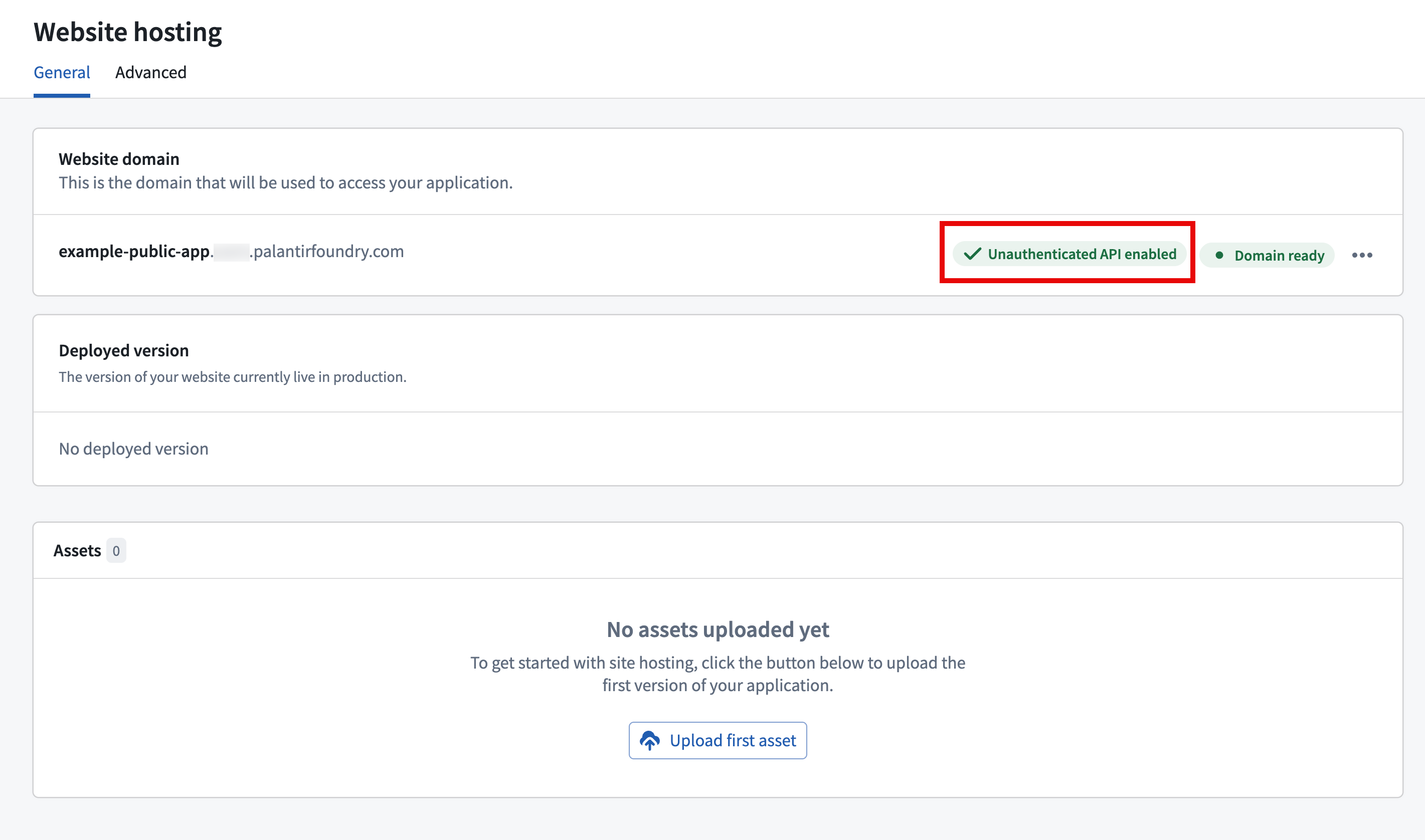 Public Application Enabled.