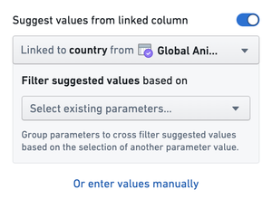 Cross-filter group configuration