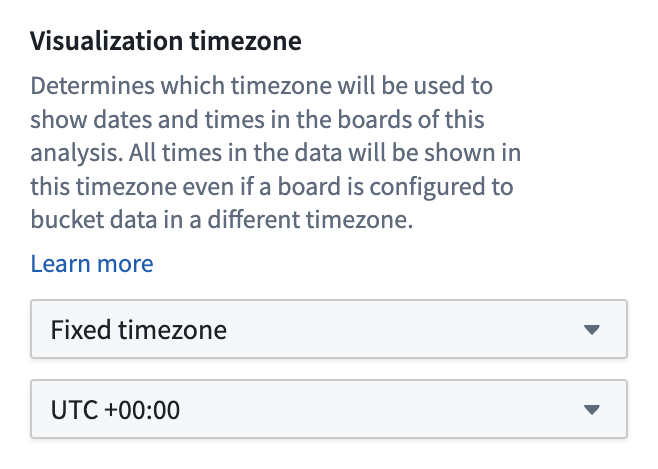 Setting the visualization timezone of the analysis