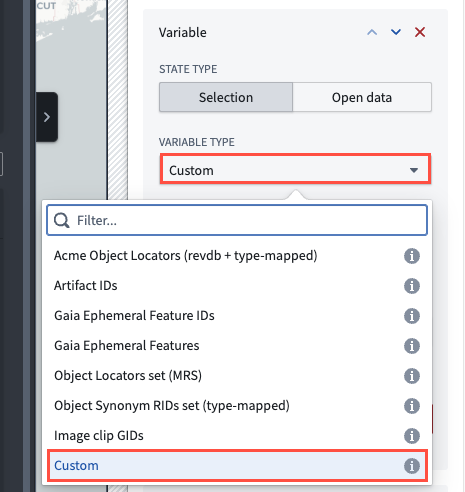 The Shared state variables section displays a custom variable selection.