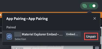 The App Pairing widget's pairing and unpairing panel is displayed.
