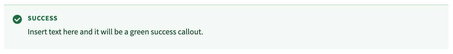 Screenshot of green success callout.