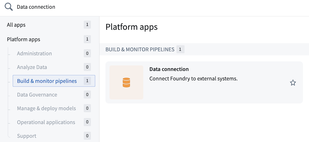 The Data Connection application found in the Applications Portal