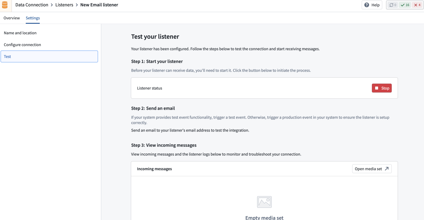 The listener detail page showing the activate option.