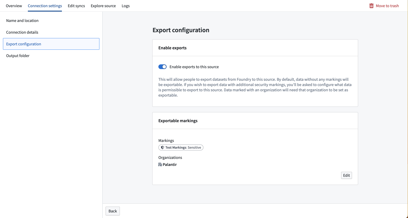 enable exports for source