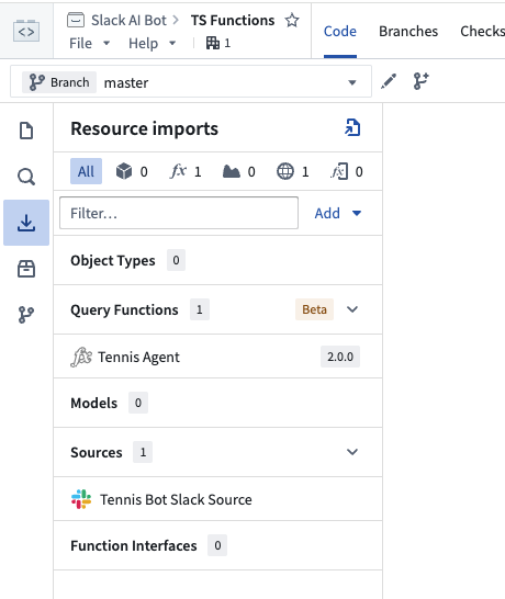 The agent function and source are both imported into the code repository.
