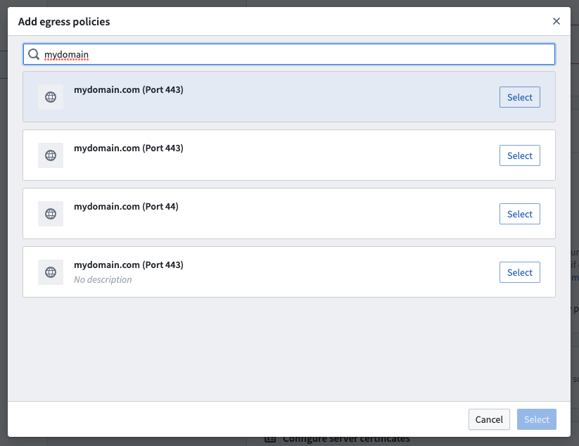 select network policy