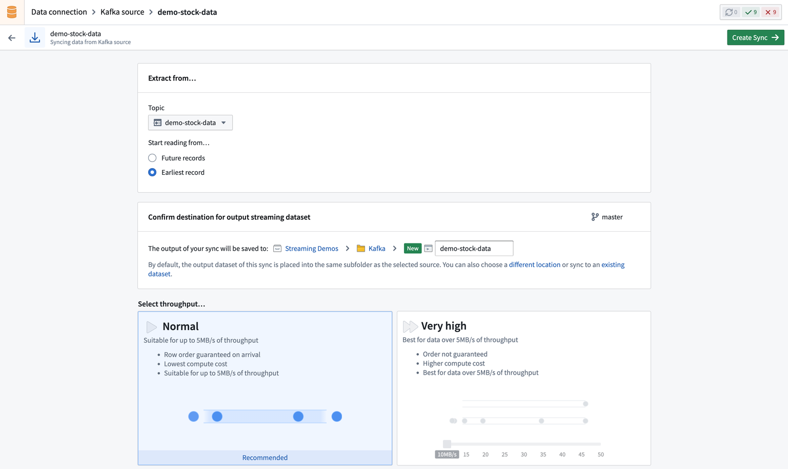 Configure Kafka sync