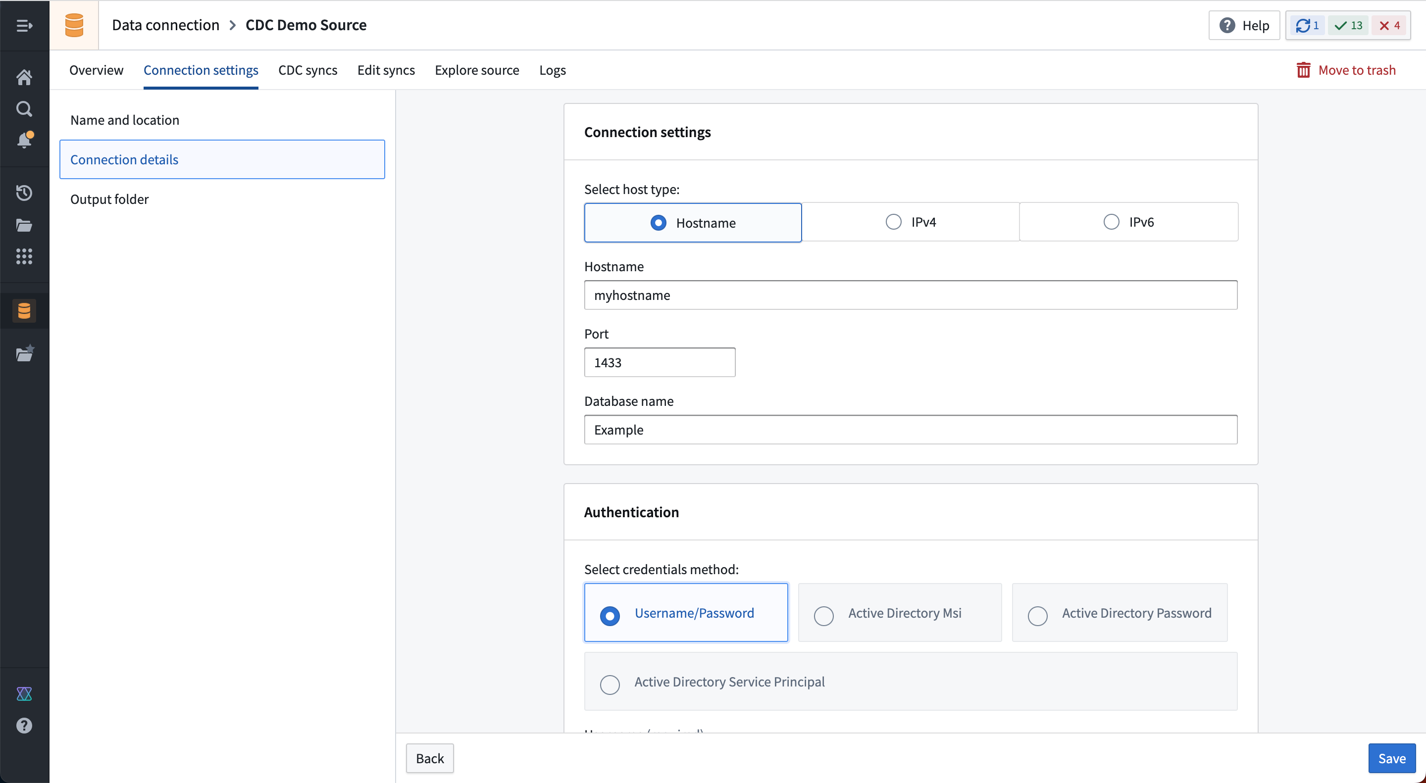 A new source page for CDC data in Data Connection.