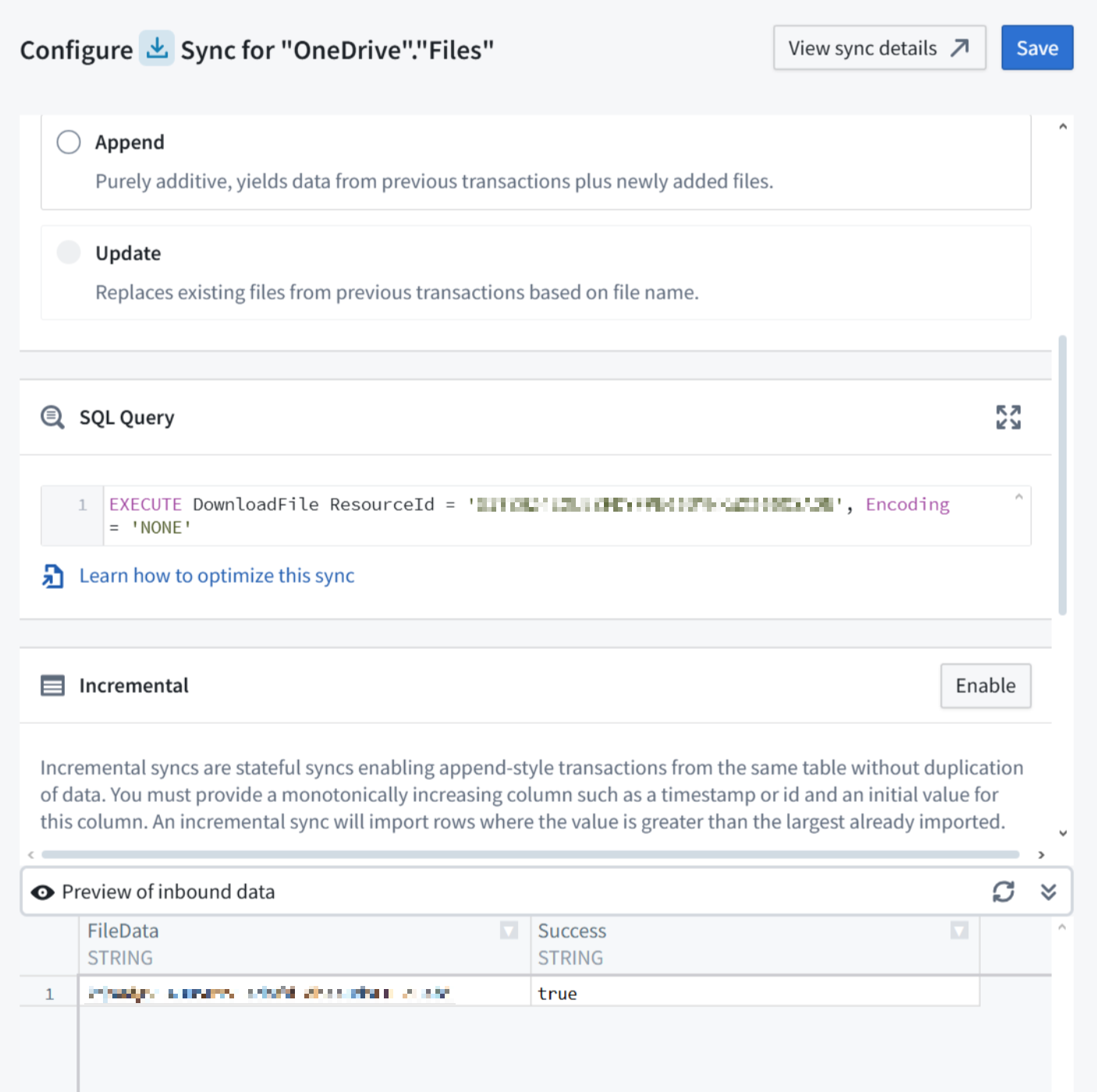 Microsoft OneDriver sync extracting a file using a stored procedure.