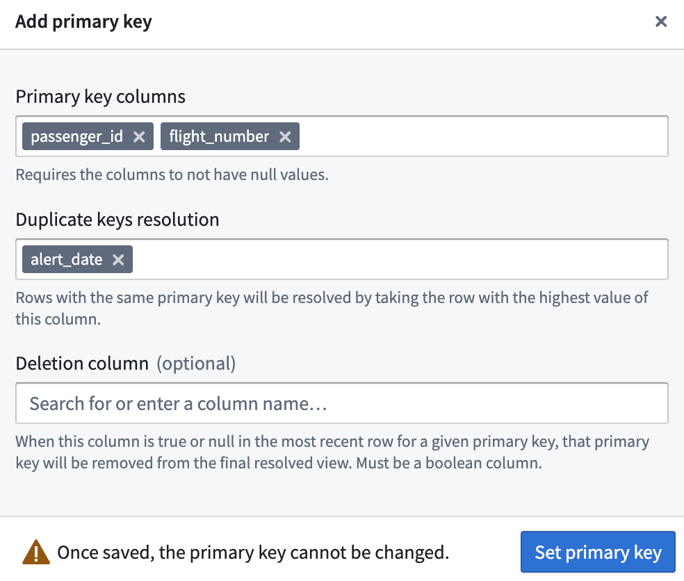 Add a primary key to a View.