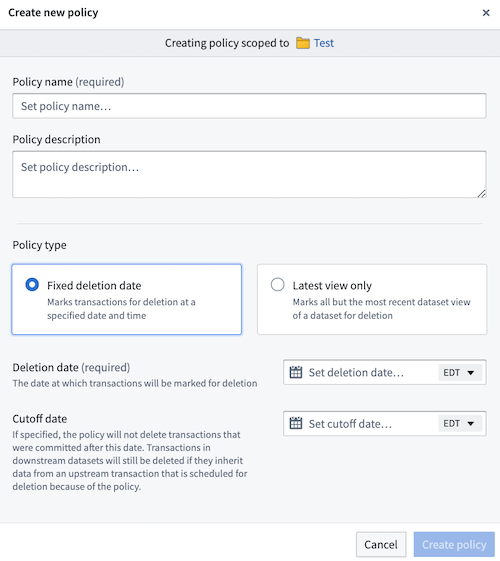 Workflow to create a new policy