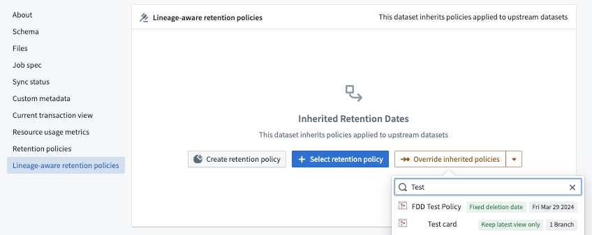 Override the existing policy on a dataset