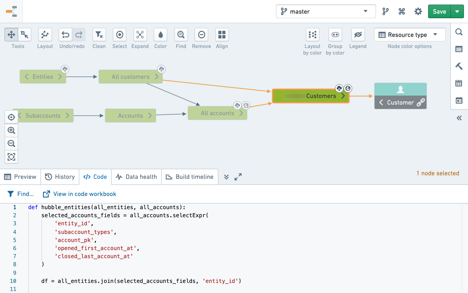 Dataset code preview