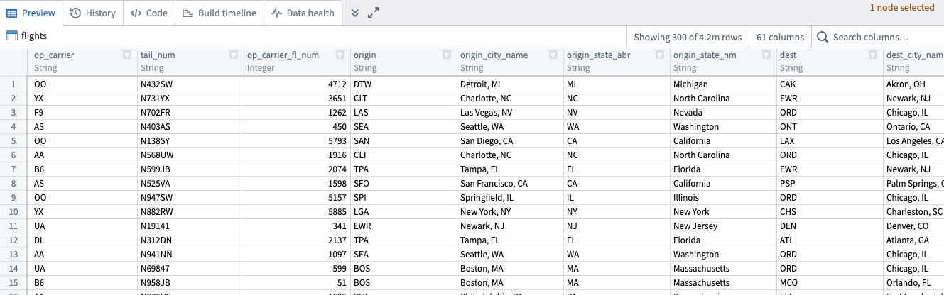 View dataset preview