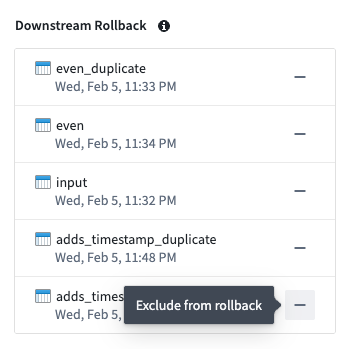 Exclude a dataset from rollback.