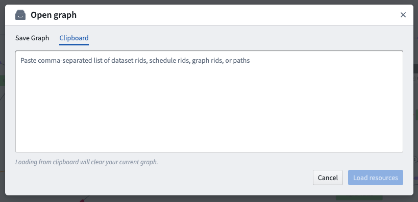 Open new graph Clipboard option